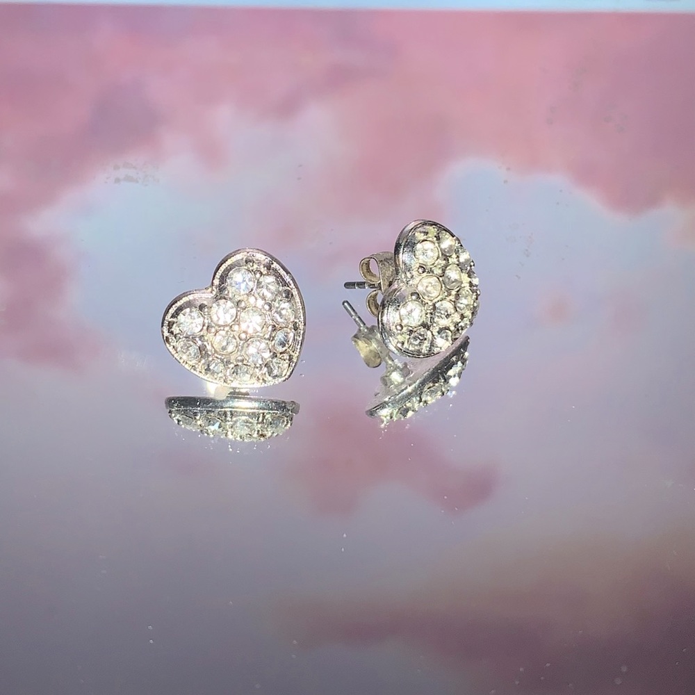Silver heart earrings studs